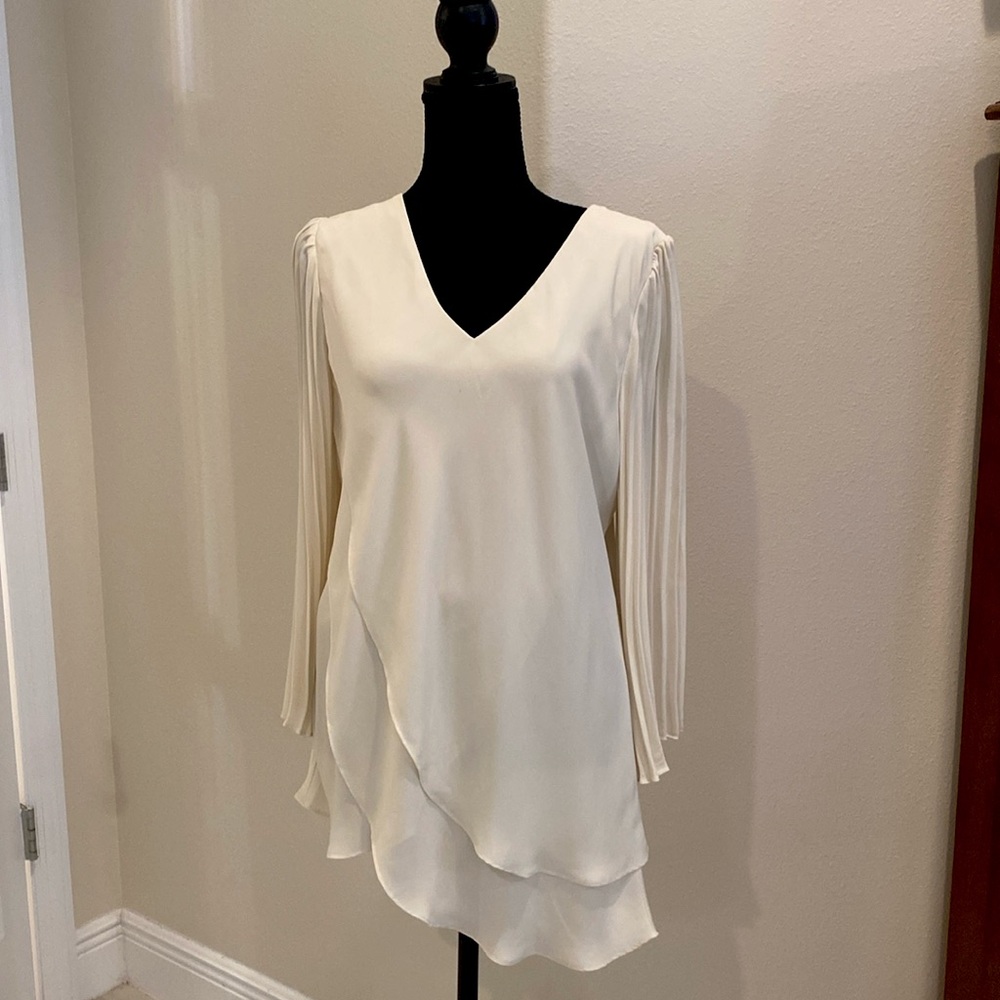 Lori felt woven reversible pleated sleeve blouse